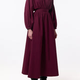 GABRIELA HEARST - Ahmose Maxi Dress in Bordeaux Sea Island Cotton Poplin