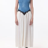 GABRIELA HEARST - Glenn Lace Maxi Dress in Light Blue Recycled Cotton Linen Denim