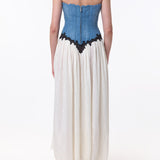 GABRIELA HEARST - Glenn Lace Maxi Dress in Light Blue Recycled Cotton Linen Denim