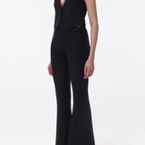 GABRIELA HEARST - Ayala Flare Cropped Knit Pant in Black Merino Wool Cashmere