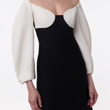 GABRIELA HEARST - Dee Maxi Dress in Ivory & Black Wool Crepe