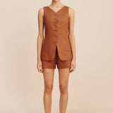 Posse - LORENZO HIGH NECK VEST - CHESTNUT