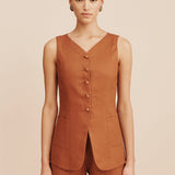 Posse - LORENZO HIGH NECK VEST - CHESTNUT