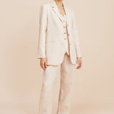 Posse - LUCILLE TROUSER - BEIGE PINSTRIPE