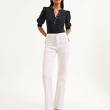 Veronica Beard - Crosbie Patch-Pocket Slim Wide-Leg Jean