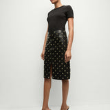 Veronica Beard - Anderson Leather Grommet Skirt