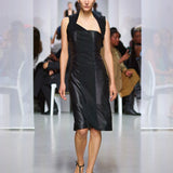 Christopher Esber - Scuffed Leather Jersey Dress