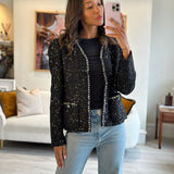 Chanel SS/2022 Black Sequin Jacket with Pocket Detail FR 44 (UK 16)