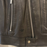 Christian Dior Black Leather Biker Jacket with Silver Zip Detail and Stitch Logo FR 40 (UK 12)