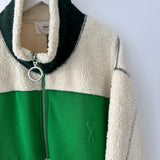 AMI De Coeur Menswear Zipped Teddy Off-White and Green Teddy Jacket Size XL (UK 44)