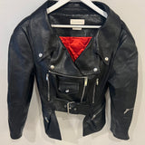 Alexander McQueen Black Cropped Leather Jacket with Belt Detail Size IT 44 (UK 12)