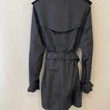 Burberry Navy Classic Trench Coat with Belt and Button Details Size UK 8