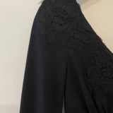 Dolce & Gabbana Black Off Shoulder Wool Midi Dress with Lace Detail Size IT 36 (UK 4)