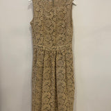 Prada Metallic Gold Sleeveless Floral Crochet Midi Dress Size IT 42 (UK 10)