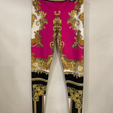 Versace Multicolour Medusa Renaissance Printed Silk Straight Trousers Size IT 38 (UK 6)