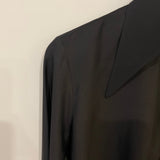 The Row Black Silk Long Sleeve Shirt with Collar Detail Size 0 (UK 4)