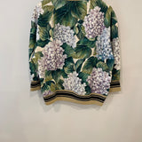 Dolce & Gabbana Green and White Floral Jumper with Gold Collar Detail Size IT 40 (UK 8)