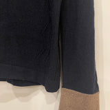 Chanel Navy Cashmere Jumper with Metallic Brown Details and CC Logo Buttons Size FR 40 (UK 12)