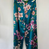 Olivia Von Halle Teal Floral Two-Piece Shirt and Trouser Set Size 2 (UK 10)