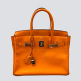 Hermès Orange Birkin 30 Bag in Swift Leather With Palladium Hardware