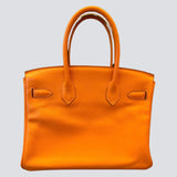 Hermès Orange Birkin 30 Bag in Swift Leather With Palladium Hardware