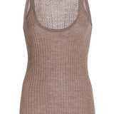 GABRIELA HEARST - Graham Pointelle Knit Tank Top in Dark Oatmeal Cashmere Silk