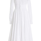 GABRIELA HEARST - Dewi Pleated Maxi Shirtdress in White Aloe Linen