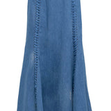 GABRIELA HEARST - Dion Laces Maxi Skirt in Light Blue Recycled Cotton Linen Denim