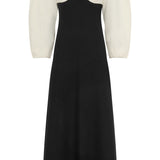 GABRIELA HEARST - Dee Maxi Dress in Ivory & Black Wool Crepe