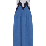 GABRIELA HEARST - Althea Lace Slip Maxi Dress in Light Blue Recycled Cotton Linen Denim