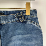 Chanel Printed Straight Leg Jeans with CC Belt Holes Detail Size FR 36 (UK 8)