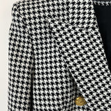 Balmain Black and White Houndstooth Blazer Jacket with Gold Button Details Size FR 38 (UK 10)