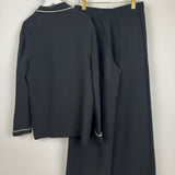 Valentino Black Silk Two-Piece Set with White Trim Detail Size S (UK 8)