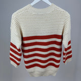 Gucci Cream Crewneck Knit Jumper with Orange Stripes XXS (UK 4)