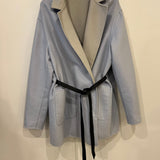 Loro Piana Grey/Blue Reversible Baby Cashmere Jimi Jacket with Leather Belt Size L (UK 12) RRP £5,055