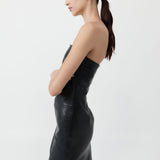 St. Agni - Tuck Detail Leather Dress - Black