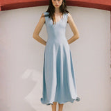 Elleme - Wavy Skirt Knit Sleeveless Dress Blue