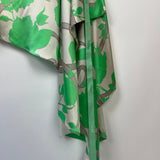 Fendi Green Leaf Print Asymmetric Midi Dress with Waist Tie Detail Size IT 40 (UK 8)