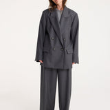 ROHE - Double breasted tailored jacket | dark grey melange