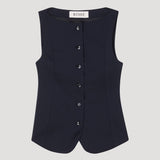 ROHE - Boat neck waistcoat | night stripe