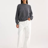 ROHE - Crew neck with open armhole | mid grey melange