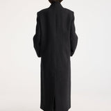 ROHE - Folded collar double breasted coat | charcoal herringbone