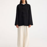 ROHE - Mandarin closure double-faced jacket | black