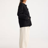 ROHE - Mandarin closure double-faced jacket | black