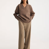 ROHE - Classic v-neck jumper | taupe melange