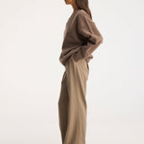 ROHE - Classic v-neck jumper | taupe melange