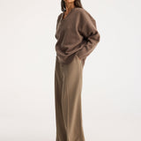 ROHE - Classic v-neck jumper | taupe melange