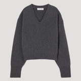 ROHE - Compact v-neck jumper | mid grey melange