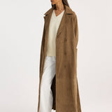 ROHE - Suede belted wrap coat | light khaki