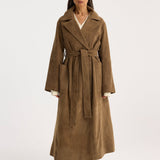 ROHE - Suede belted wrap coat | light khaki